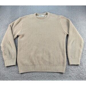 Wellen Huckberry Headlands Sweater Mens Large Beige Fisherman Chunky Waffle Knit